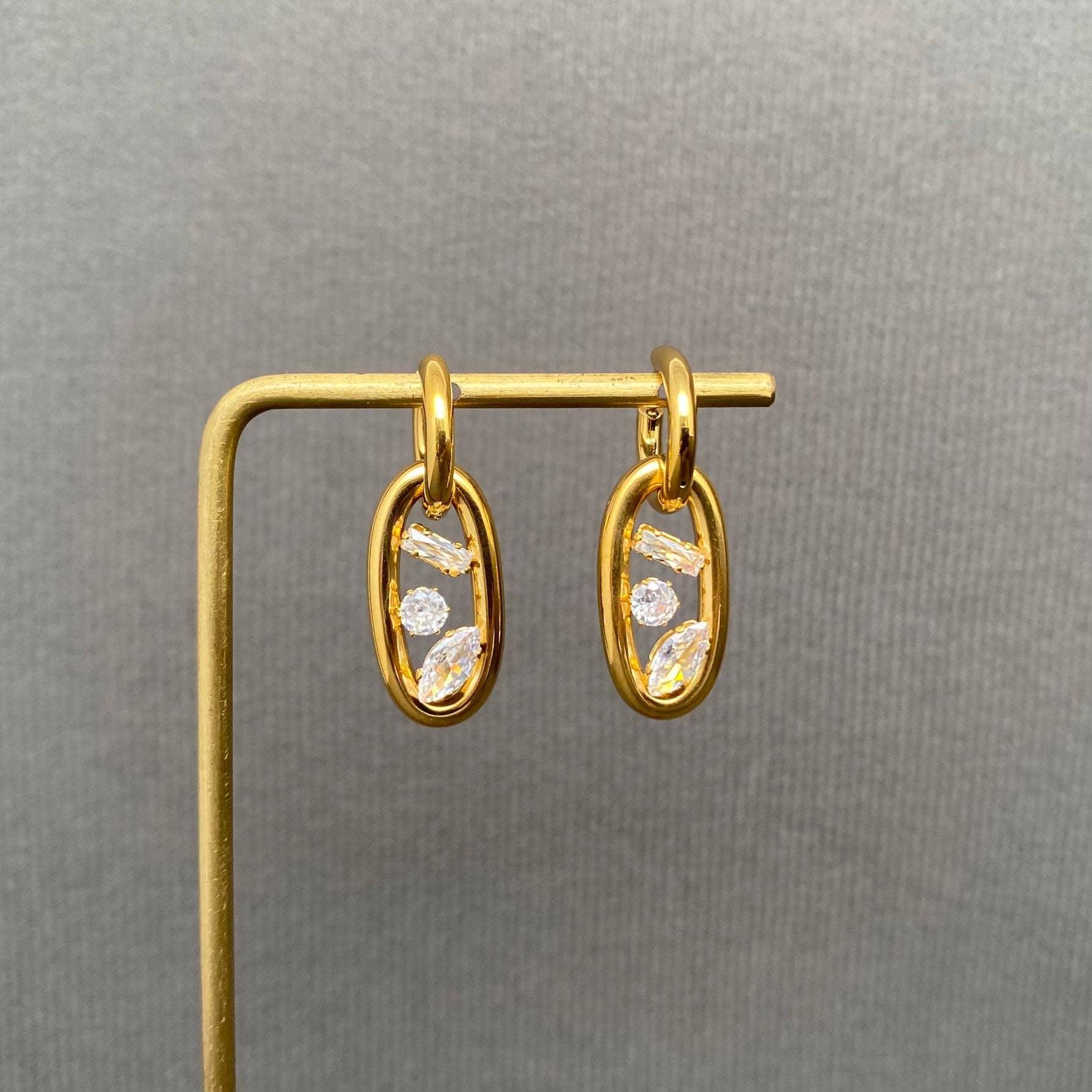 Geometric Zircon Huggie