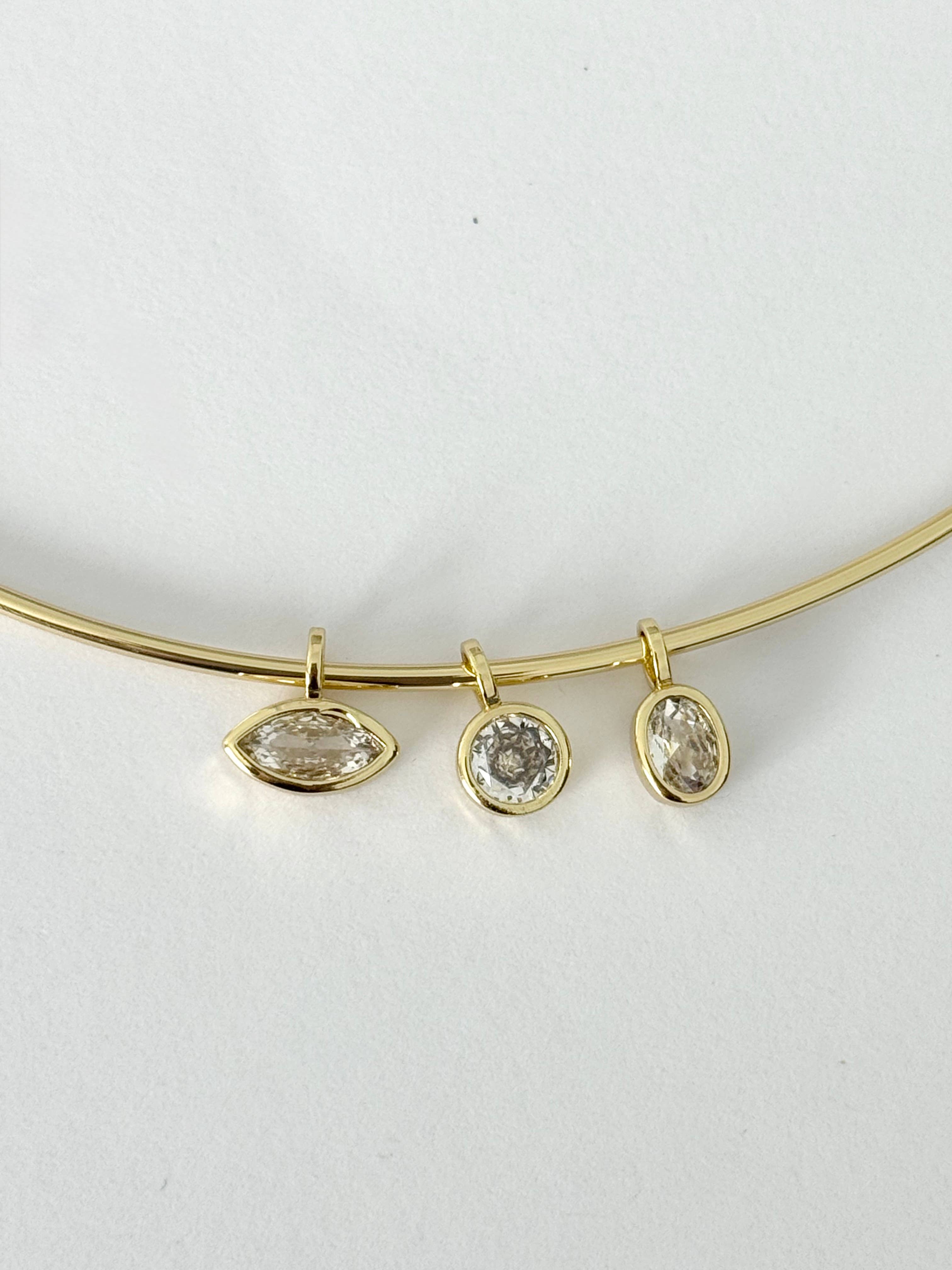 Bezel Charm Choker Necklace 