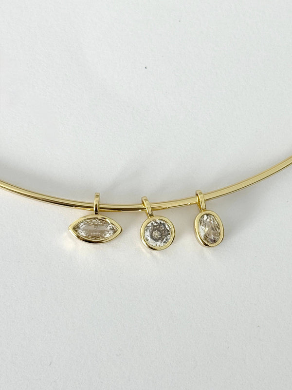 Bezel Charm Choker Necklace 