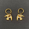 Stone Inlaid Bird Huggie Earrings
