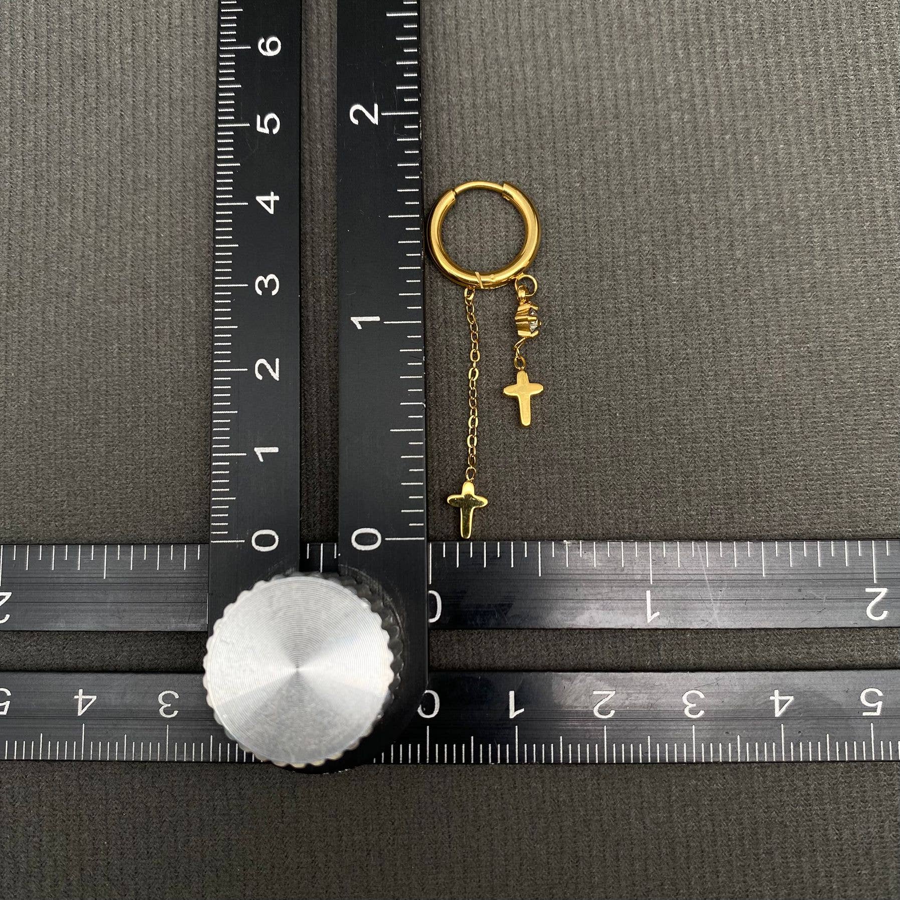 Double Cross Huggie Earrings