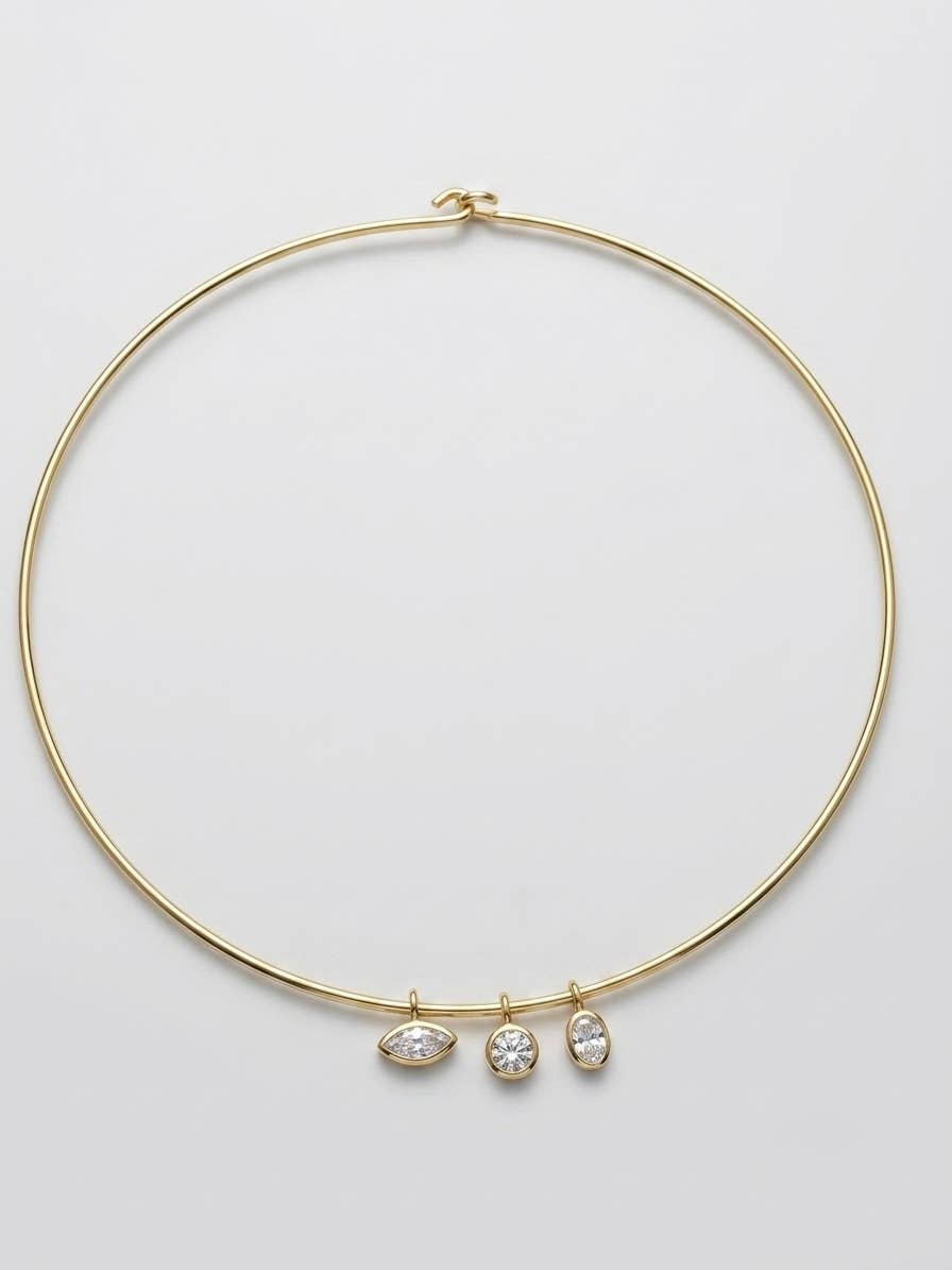 Bezel Charm Choker Necklace 