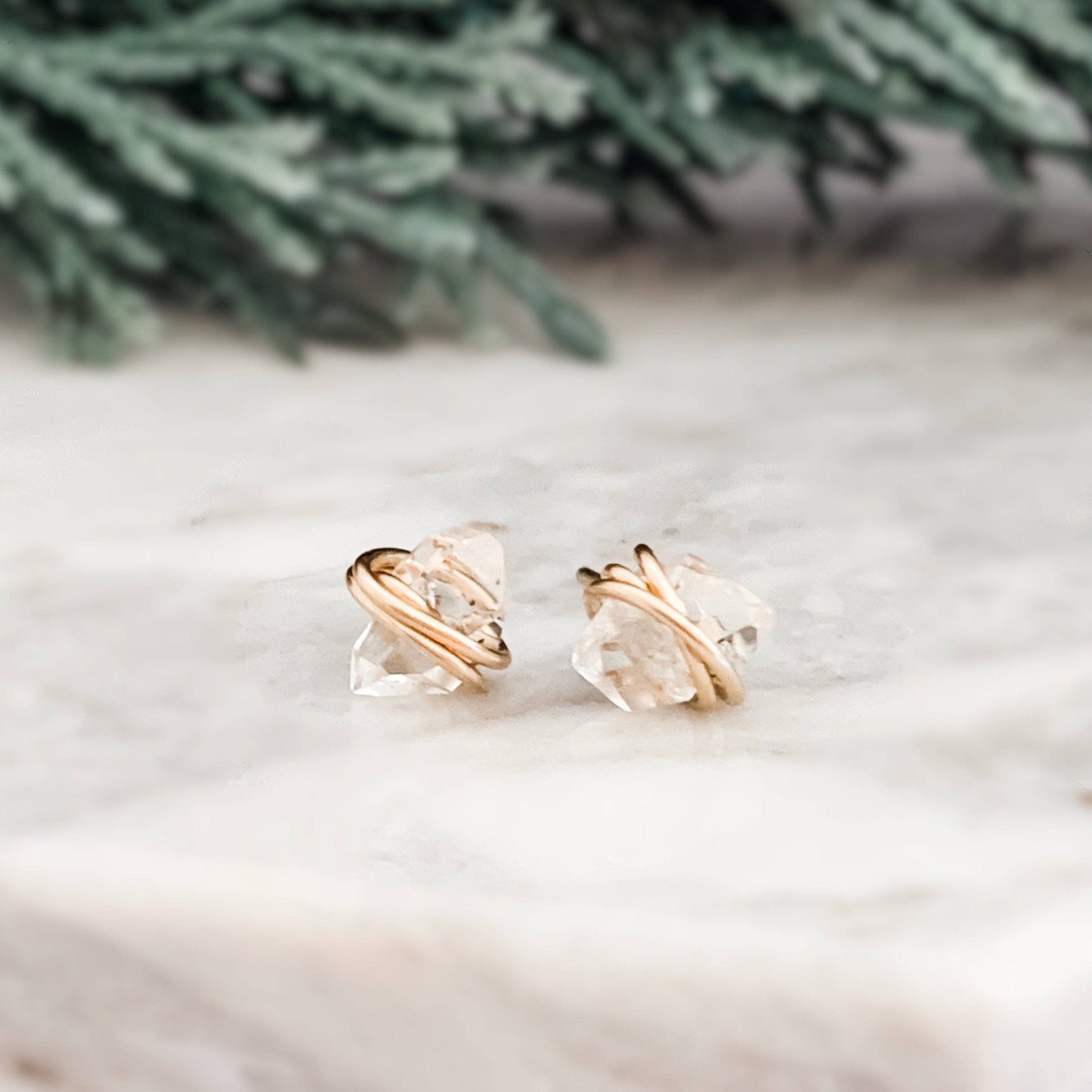 Herkimer Diamond Wrapped Earrings