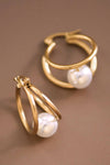 Double Hoop Pearl Earring