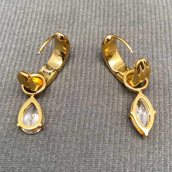 Asymmetric Zircon Huggie Earring