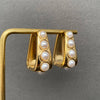 Pearl Inlaid Huggie Earrings