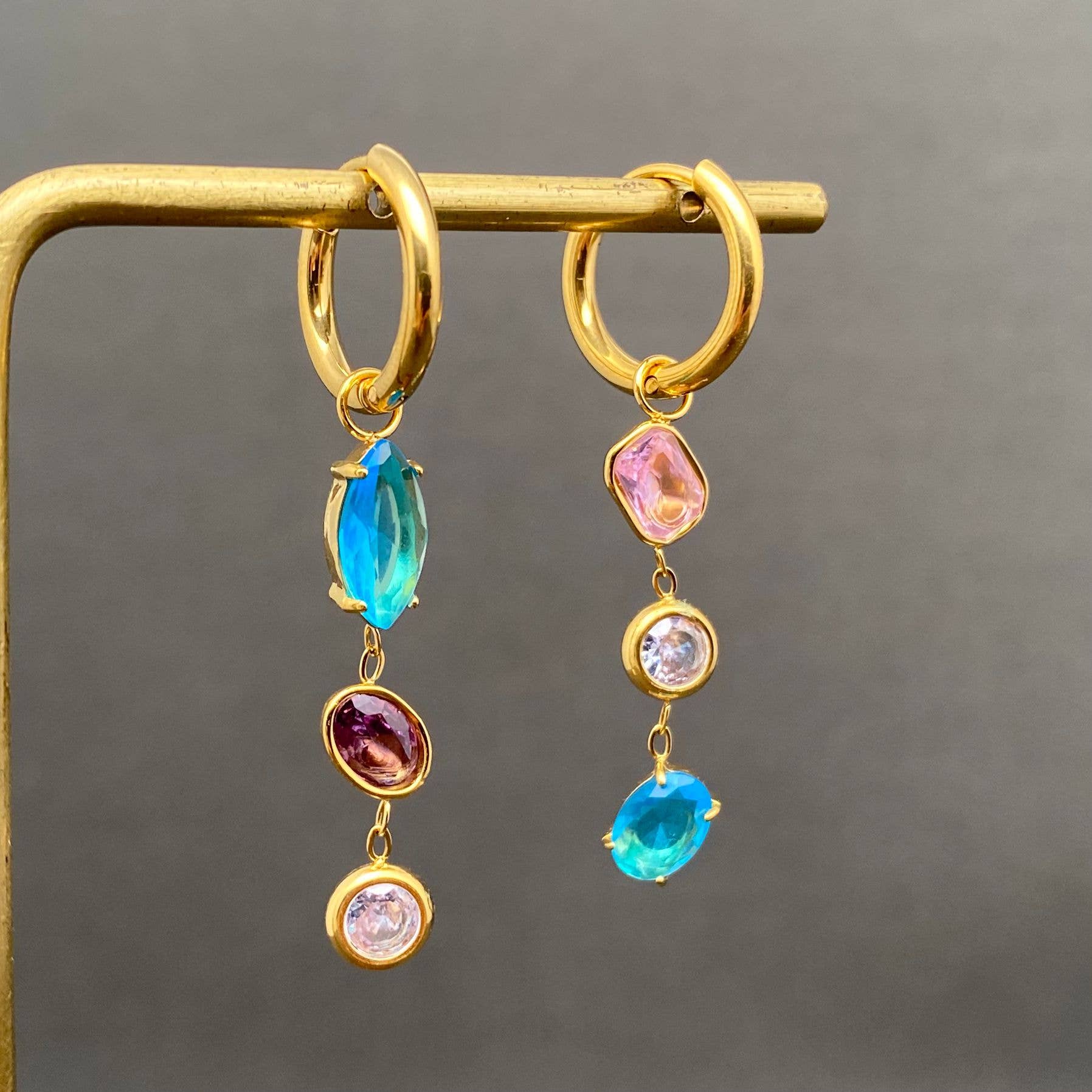 Colored Zirconl Huggie Earrings
