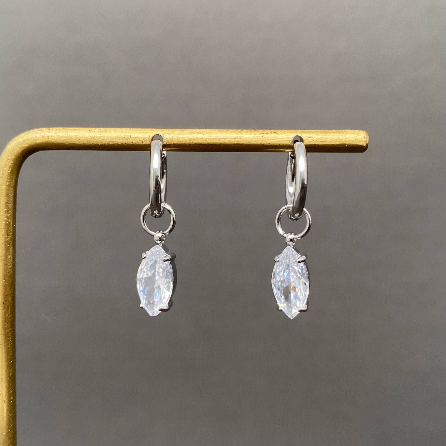 Marquise Huggie Earrings