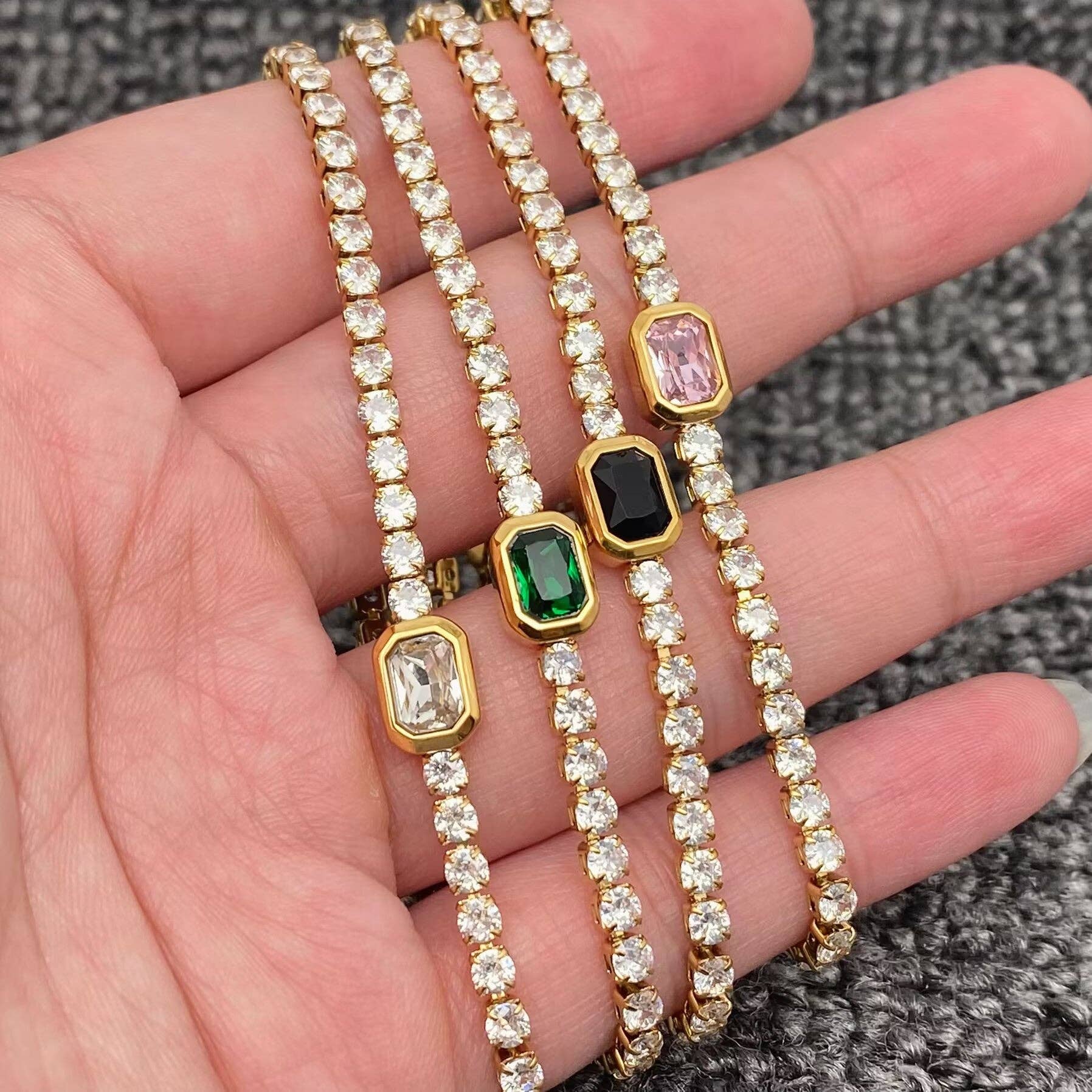 Square Gem Tennis Bracelet