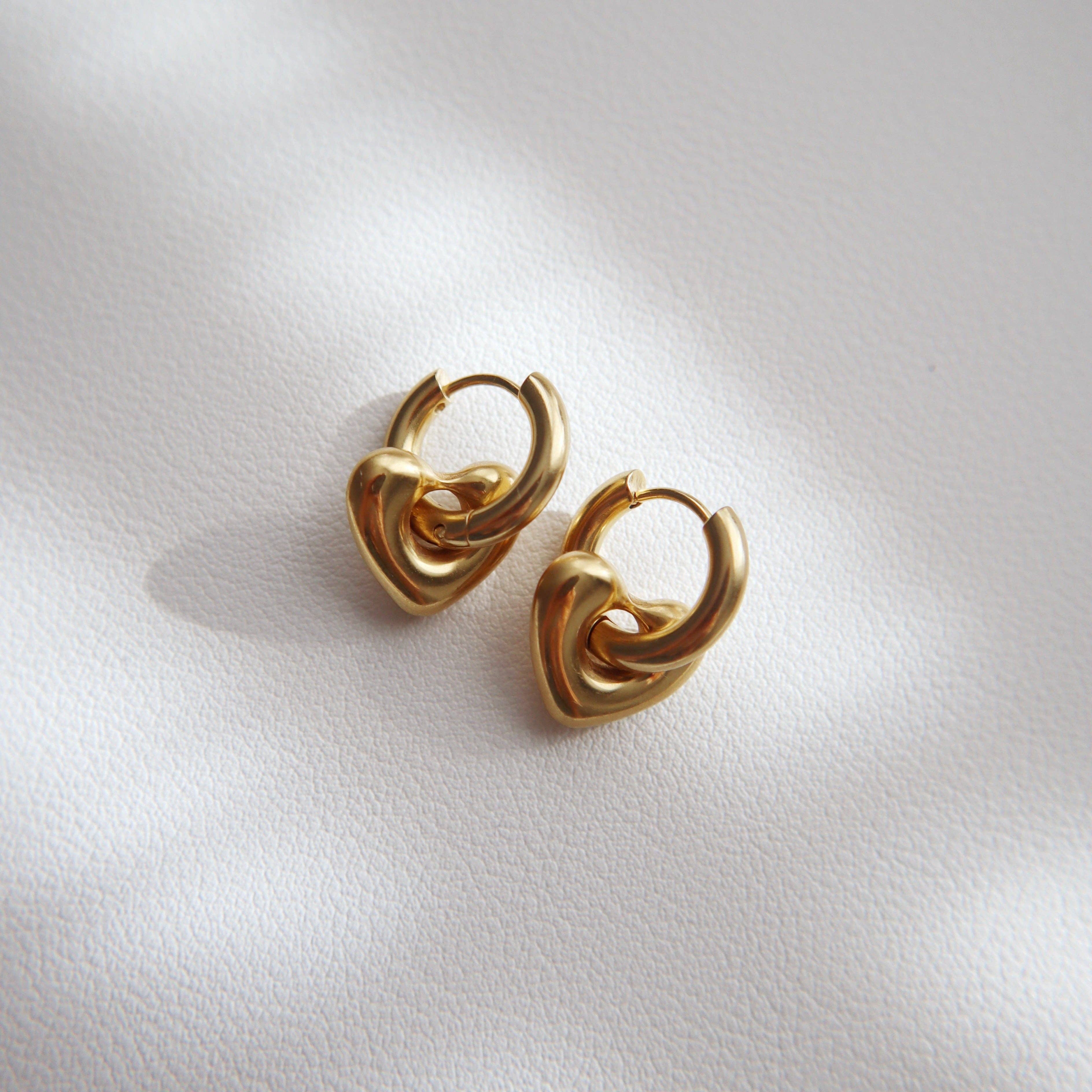 Puffy Heart Hoop Earrings