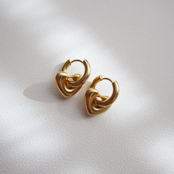 Puffy Heart Hoop Earrings