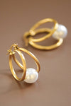 Double Hoop Pearl Earring