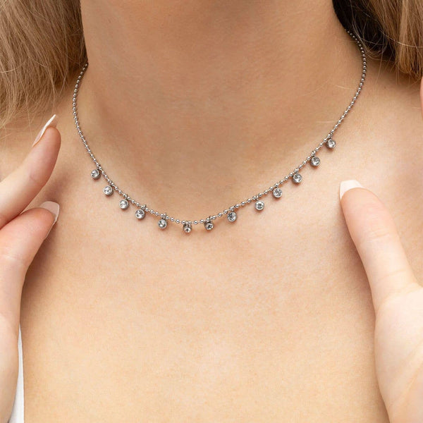 Round Stone Dangle Necklace
