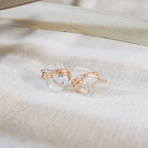 Herkimer Diamond Wrapped Earrings