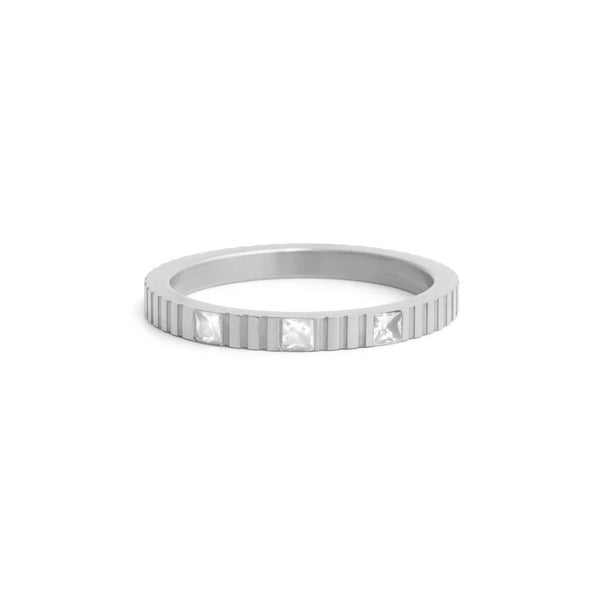 Triple Stone Fluted Stacking Ring