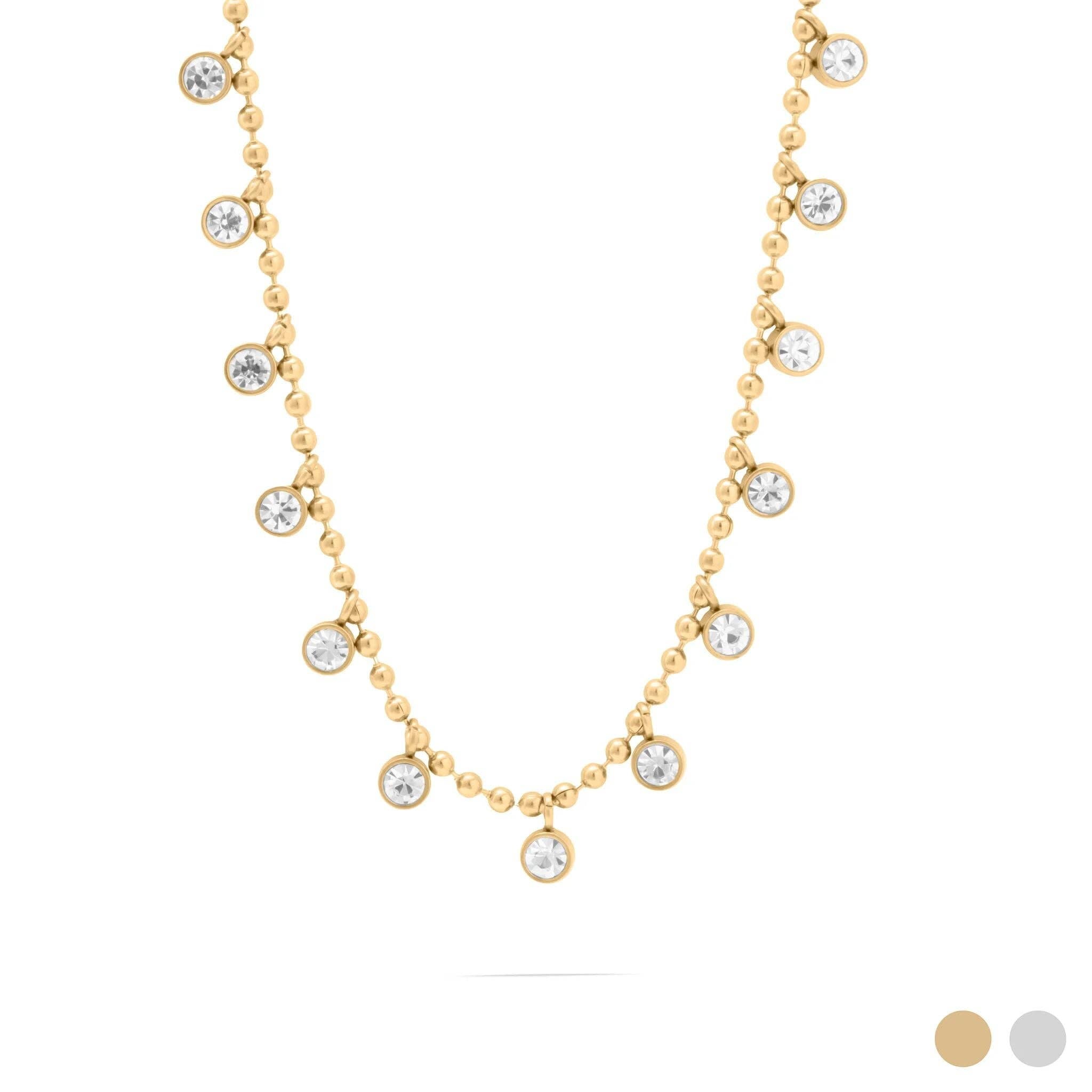 Round Stone Dangle Necklace