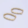 Oblong Hammered Paved Hoop Earrings