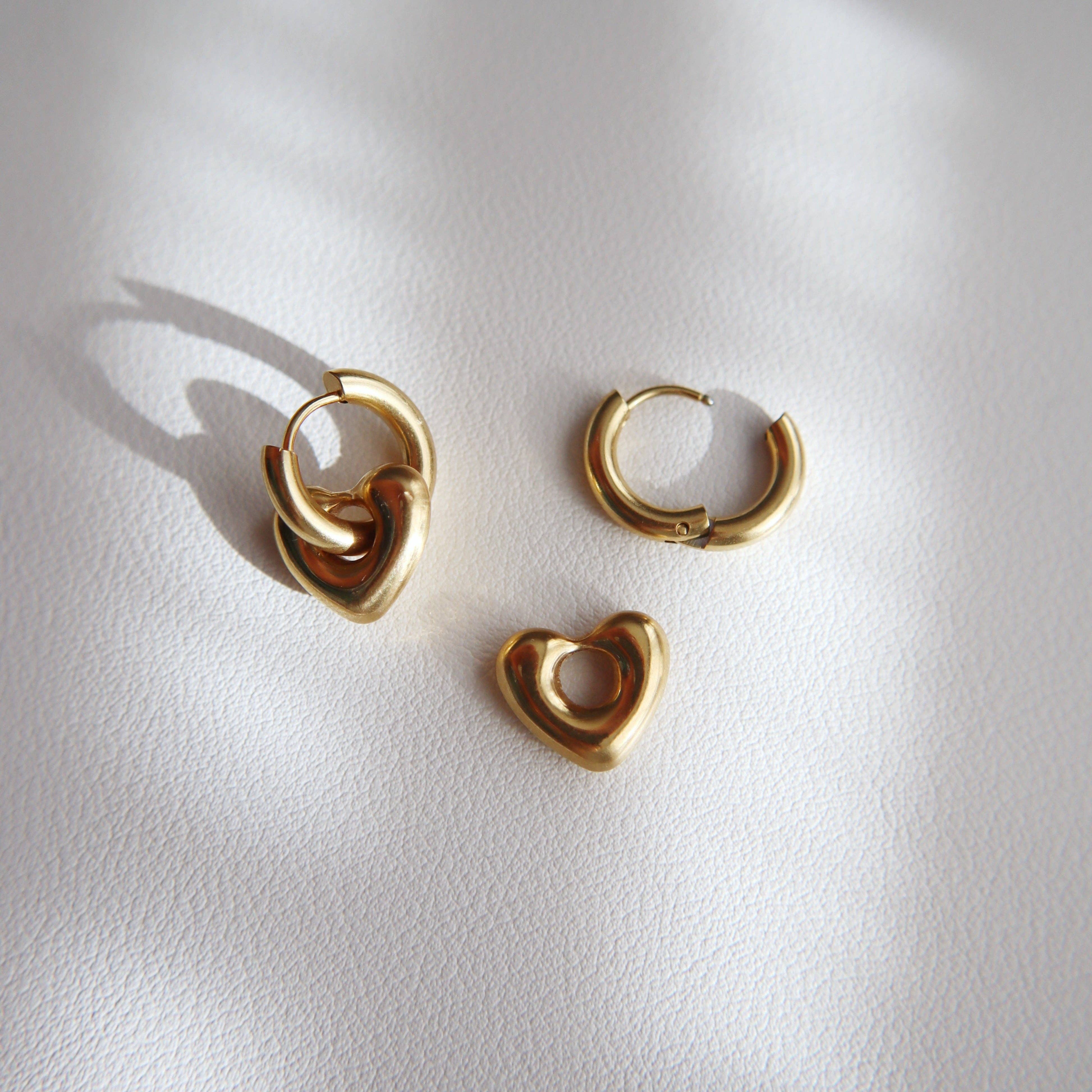 Puffy Heart Hoop Earrings