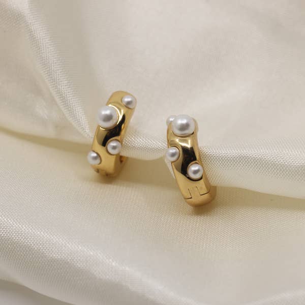 Sylvie Pearl Huggie Hoop