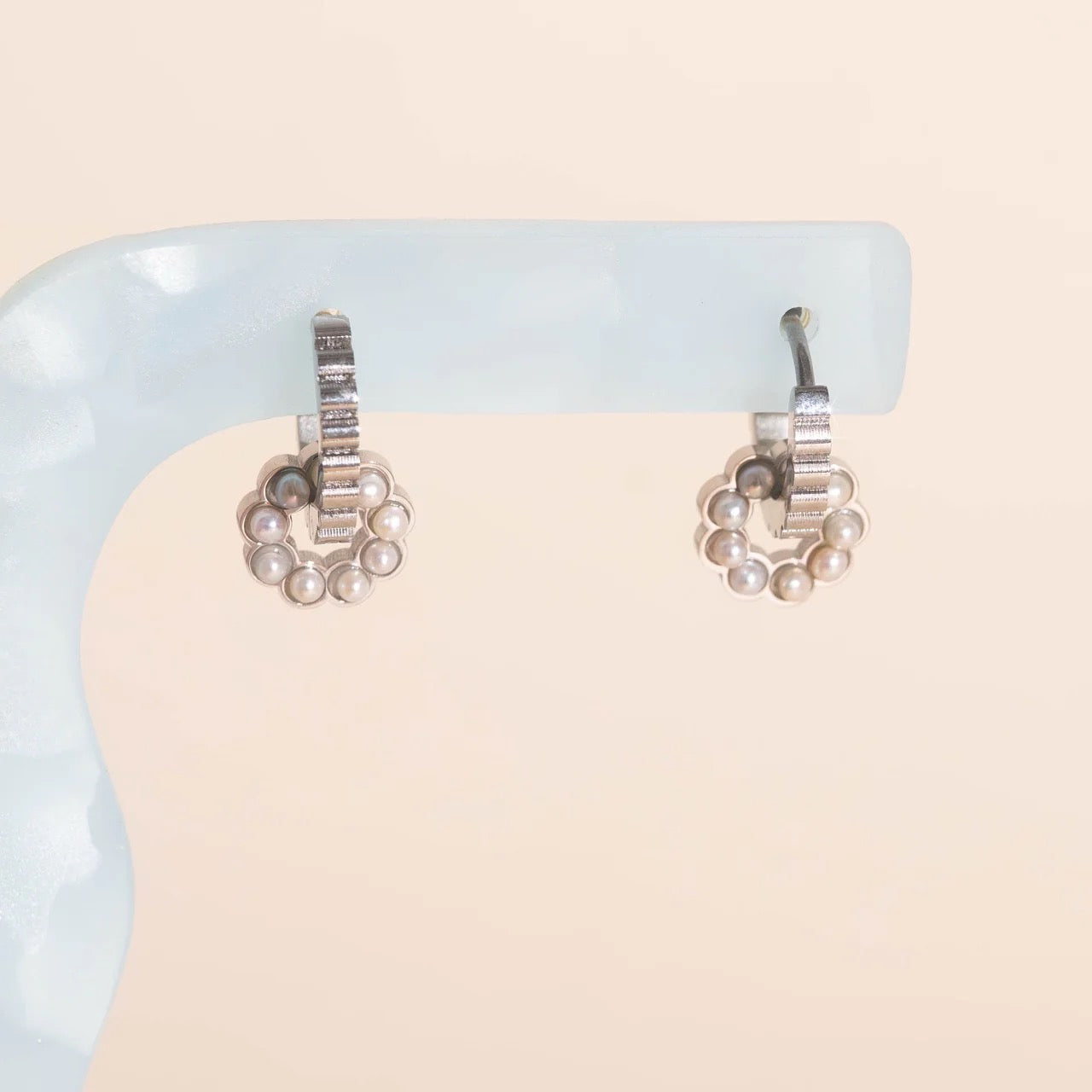 Natural Pearl Huggie Hoop Charm