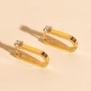 Single Crystal Oblong Huggie Hoop Earrings