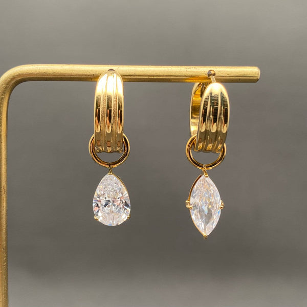 Asymmetric Zircon Huggie Earring