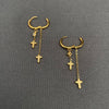 Double Cross Huggie Earrings