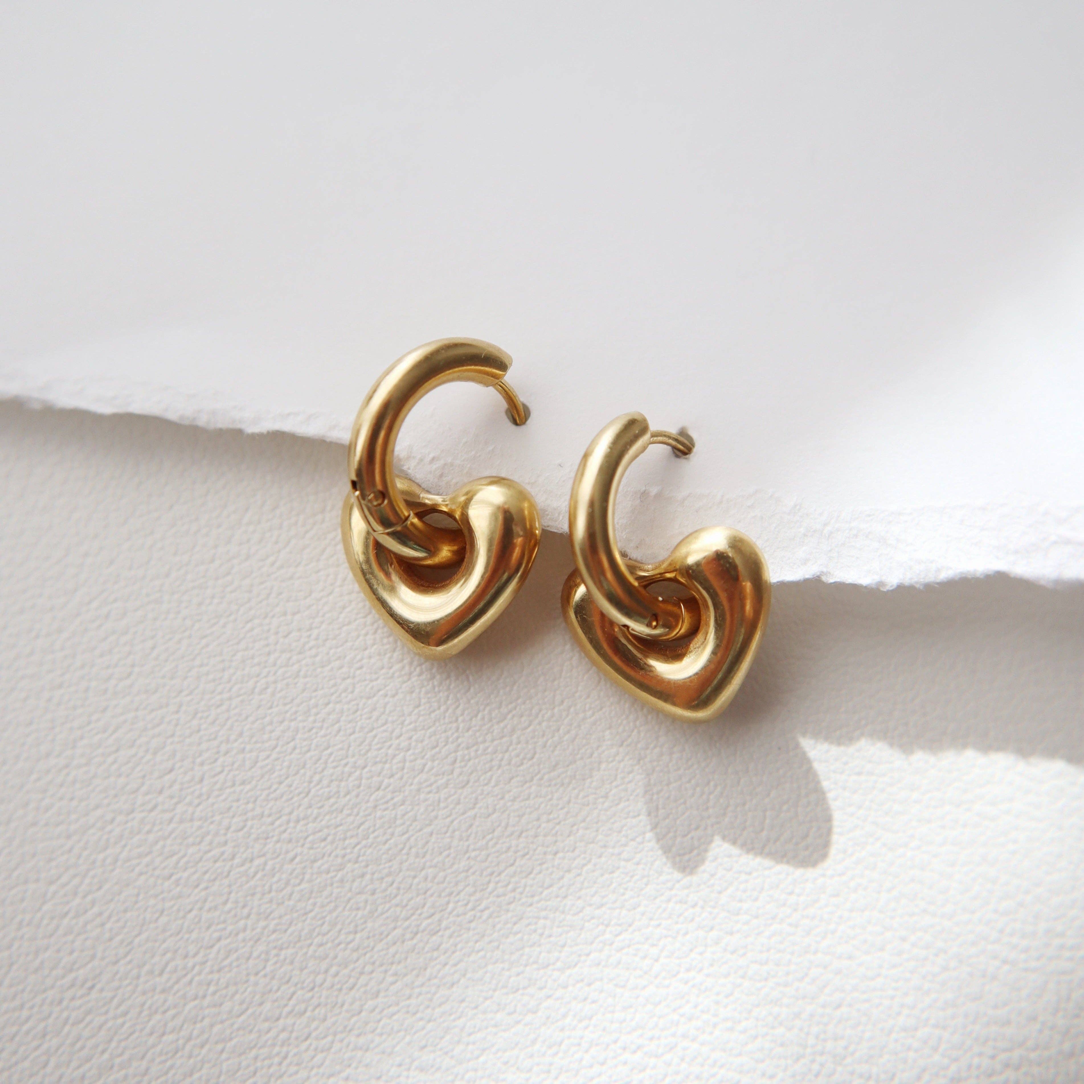 Puffy Heart Hoop Earrings