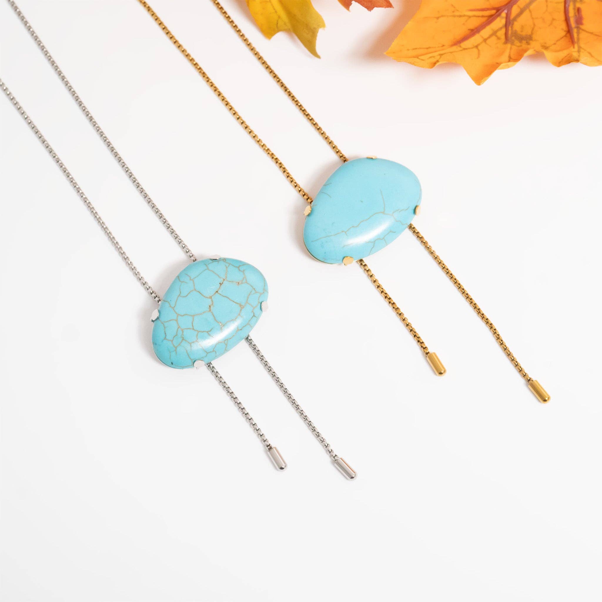Turquoise Charm Bolo Necklace