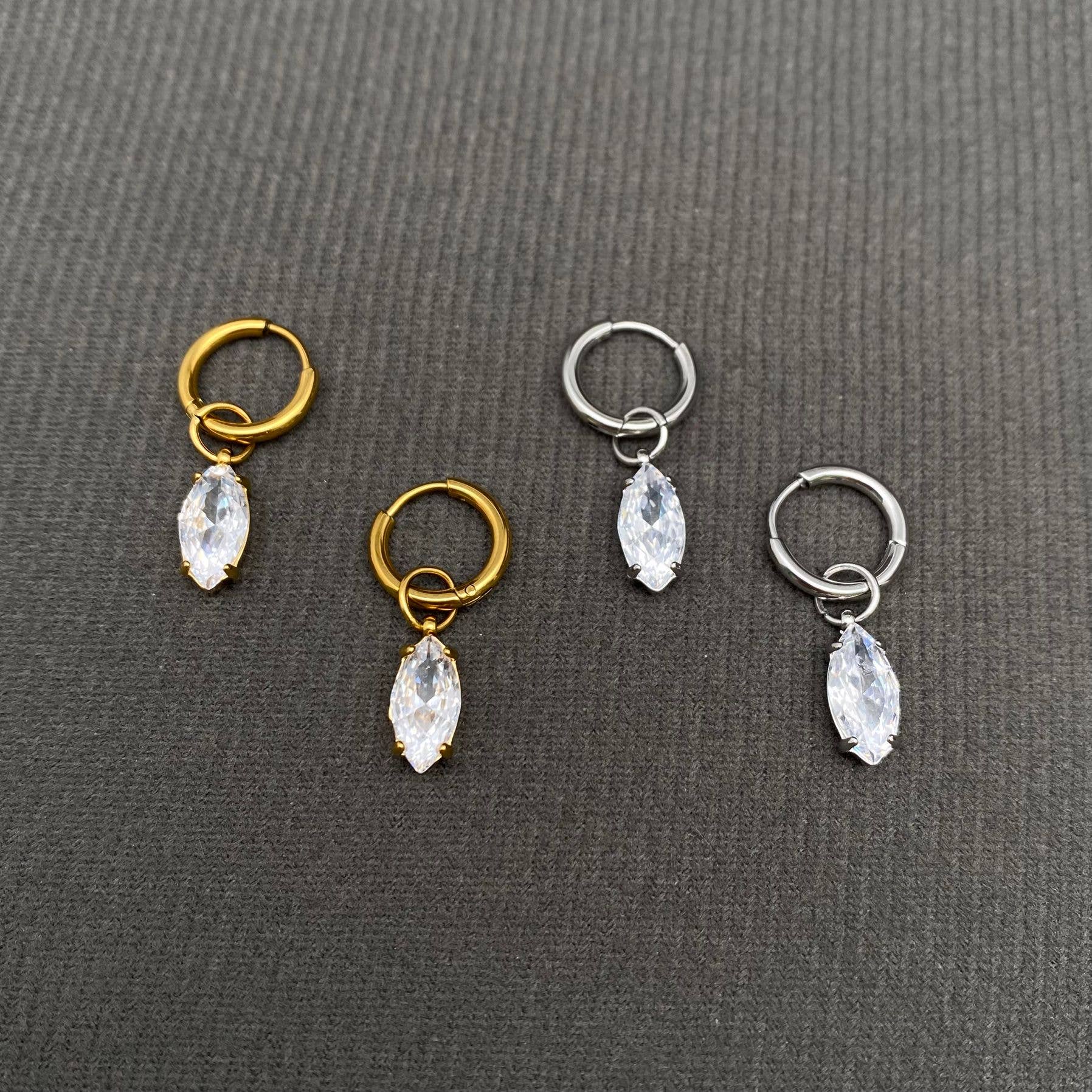 Marquise Huggie Earrings