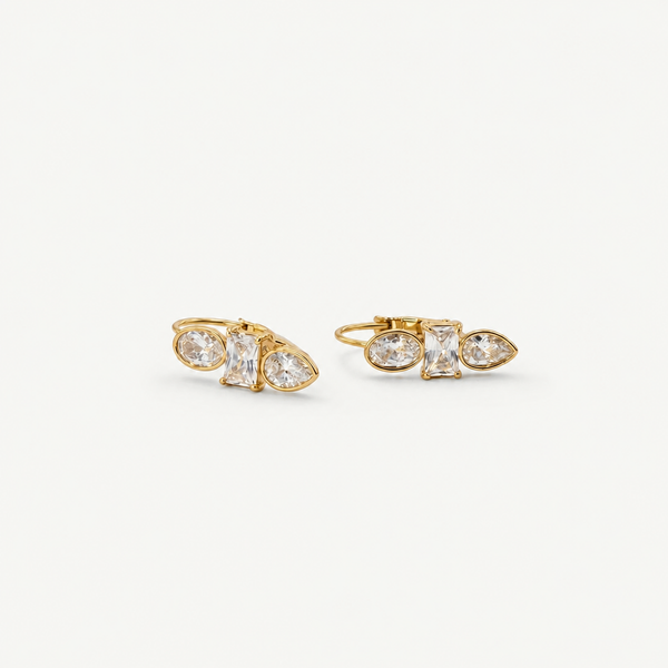 Trio Crystal Hoop Earrings
