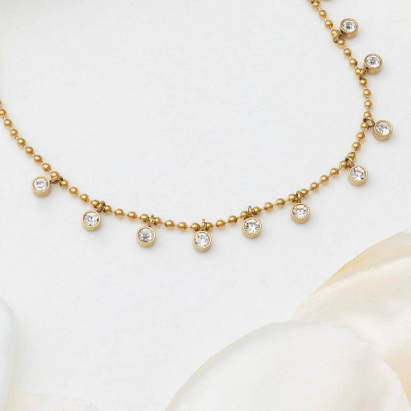 Round Stone Dangle Necklace