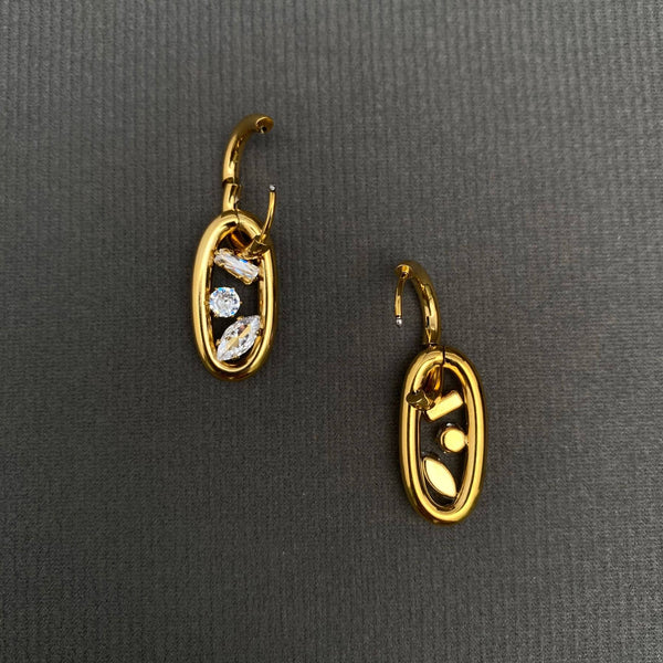 Geometric Zircon Huggie