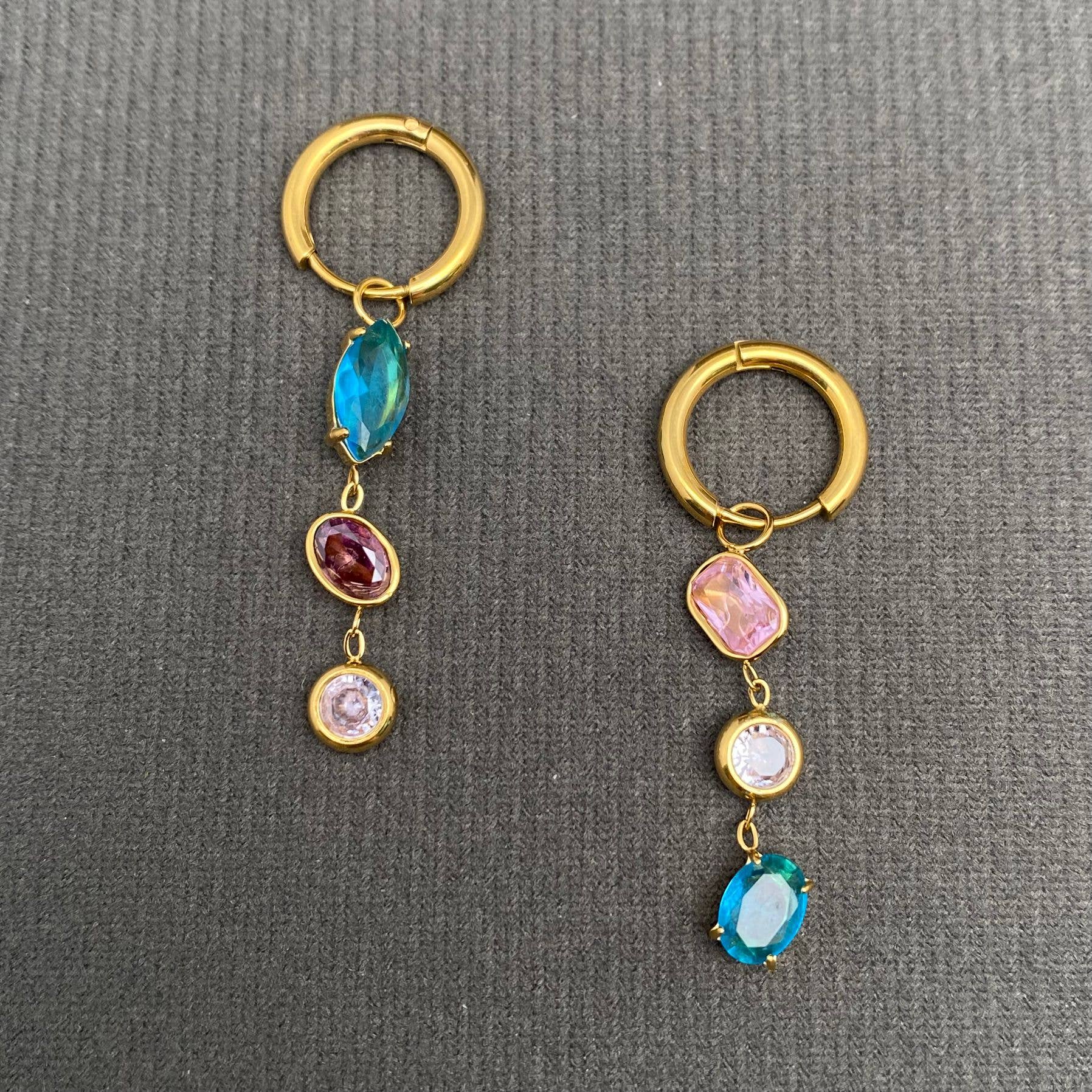 Colored Zirconl Huggie Earrings
