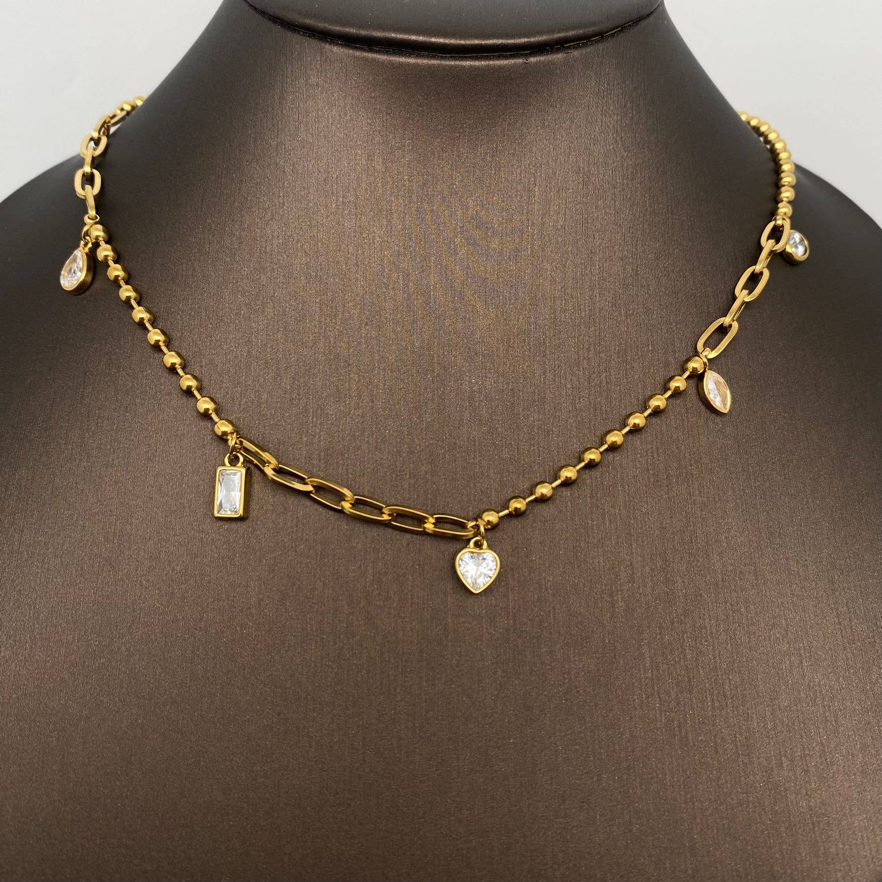 Geometric Zircon Charmie Necklace
