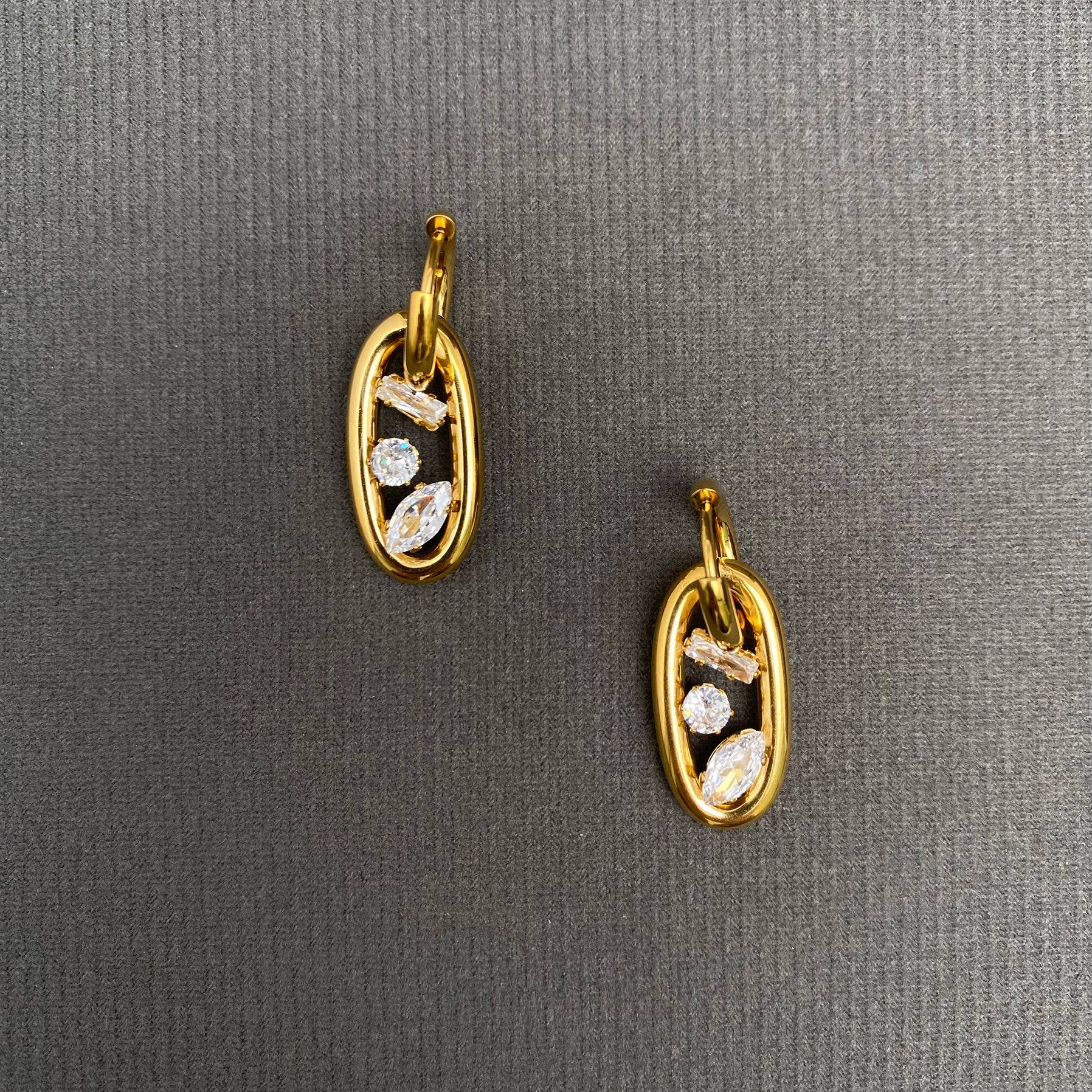 Geometric Zircon Huggie