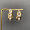 Pearl Inlaid Huggie Earrings