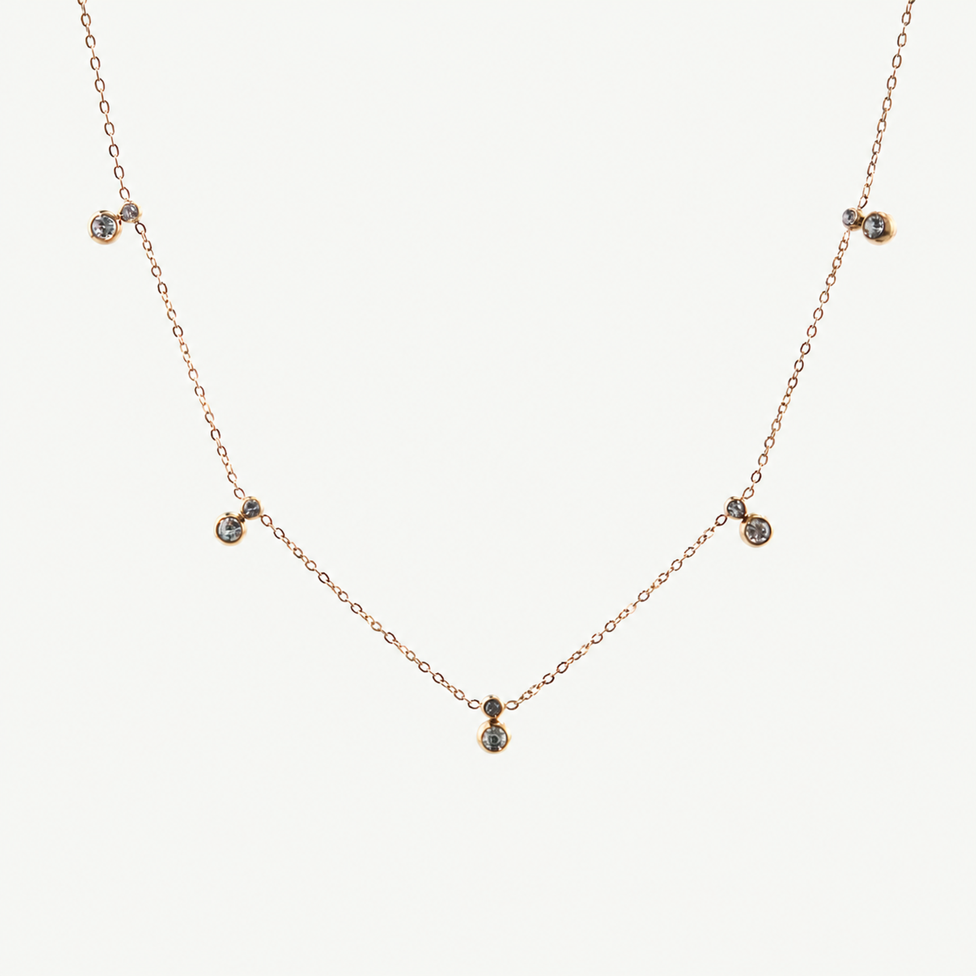 Crystal Bezel Station Necklace