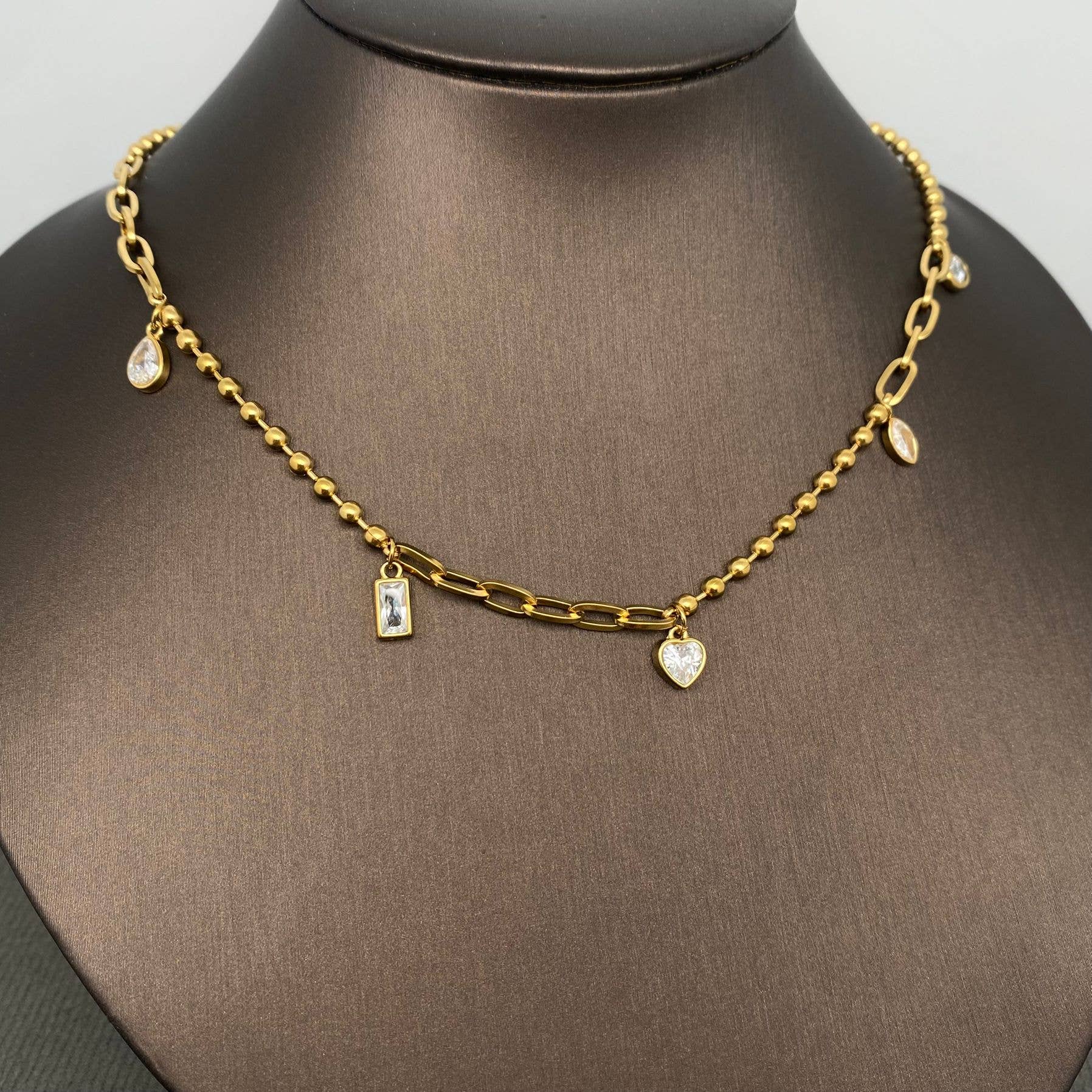 Geometric Zircon Charmie Necklace