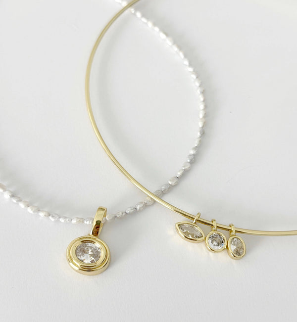 Bezel Charm Choker Necklace 