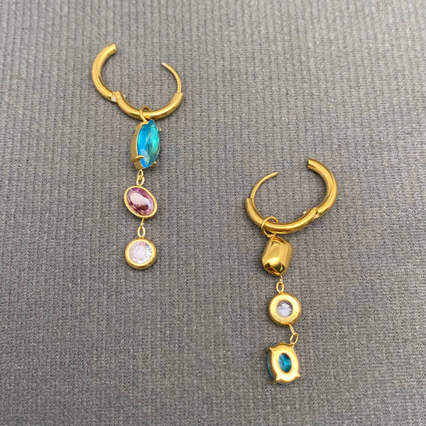 Colored Zirconl Huggie Earrings