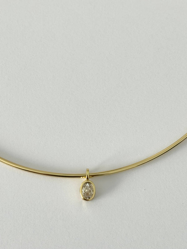 Bezel Charm Choker Necklace 