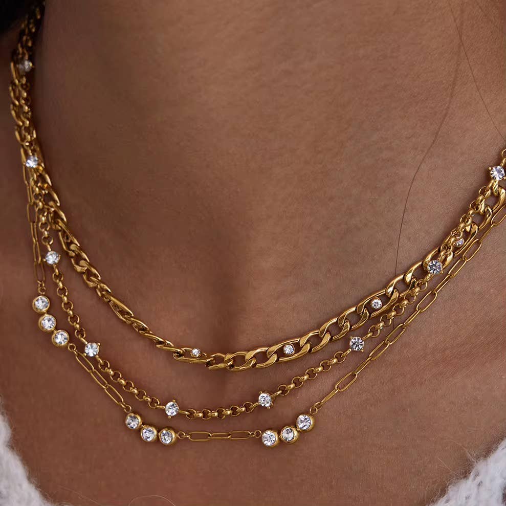 CZ Gold Layered Necklaces