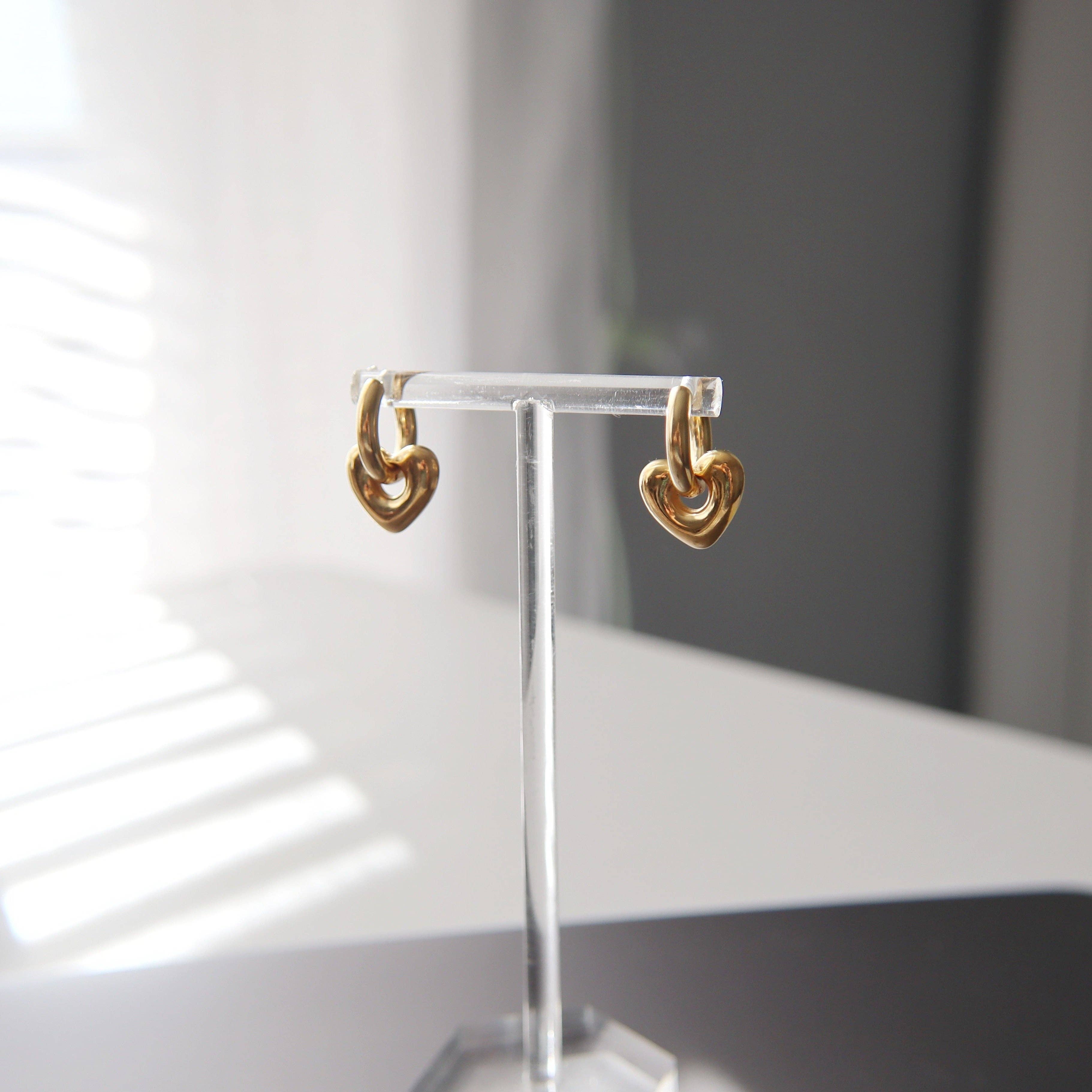 Puffy Heart Hoop Earrings