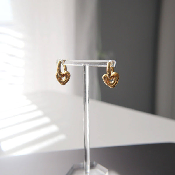 Puffy Heart Hoop Earrings
