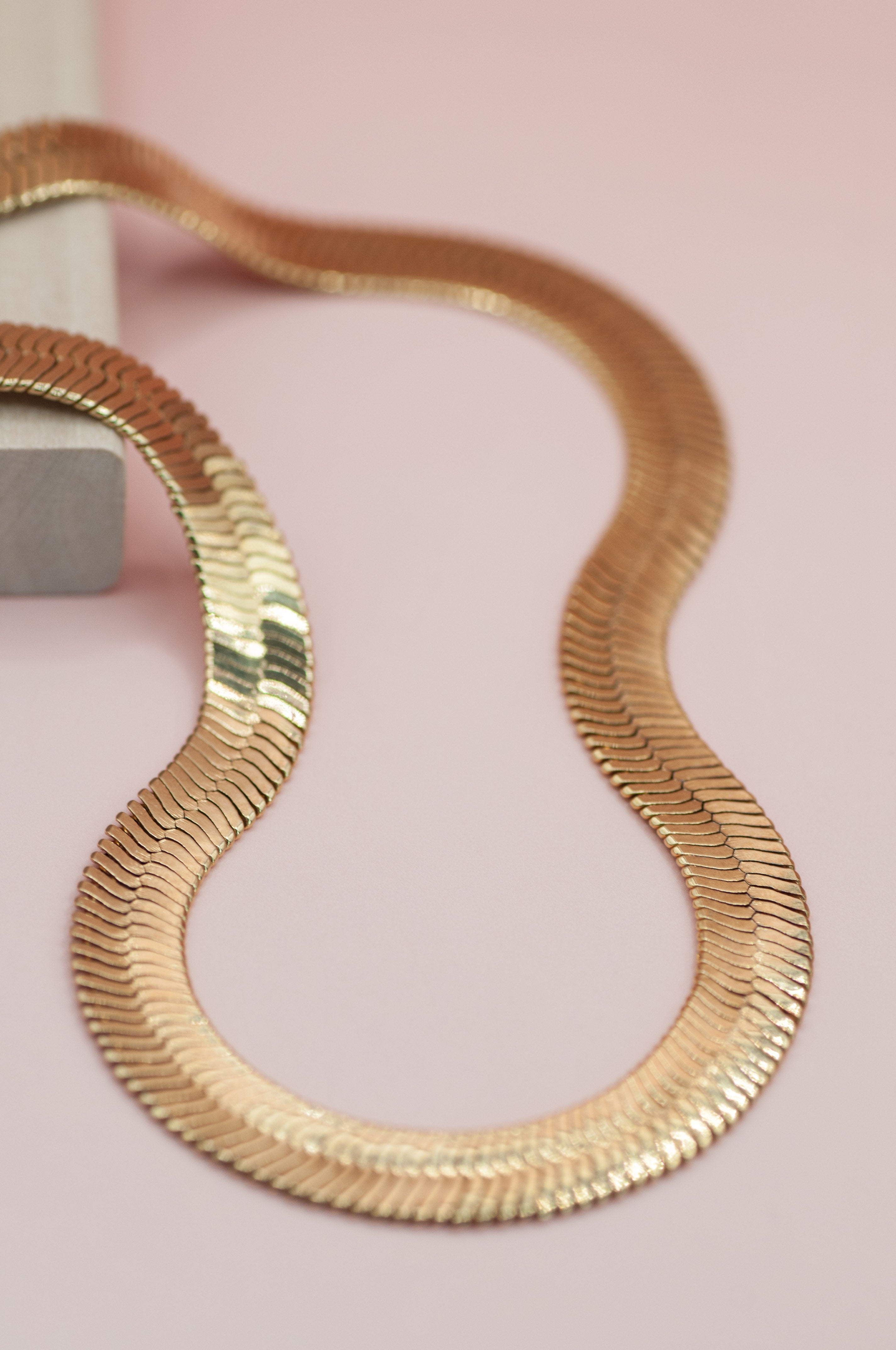 Harper Necklace || Herringbone Snake Chain