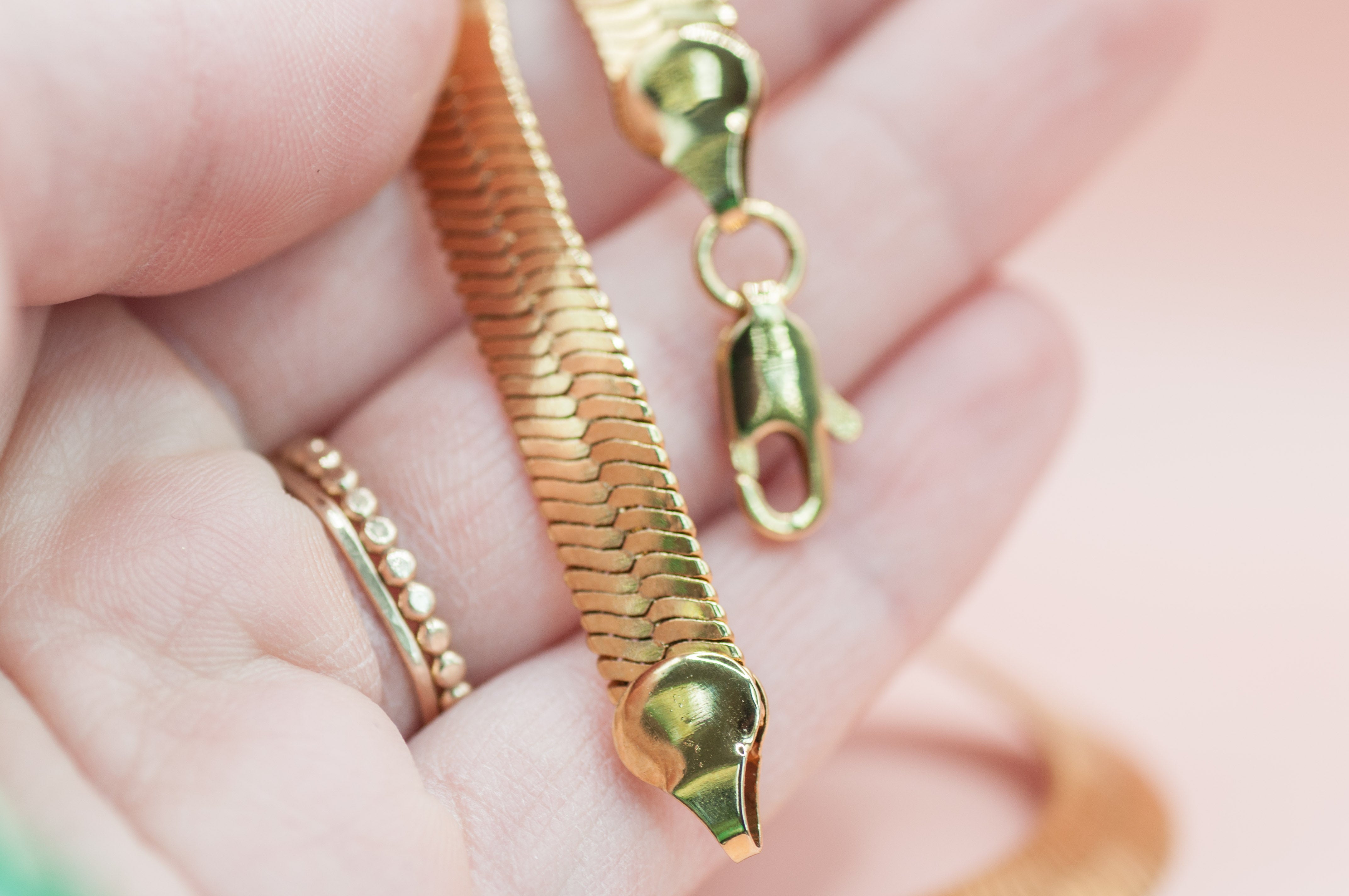 Harper Necklace || Herringbone Snake Chain