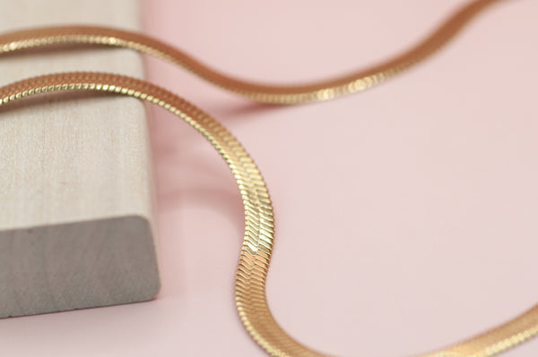 Harper Necklace || Herringbone Snake Chain