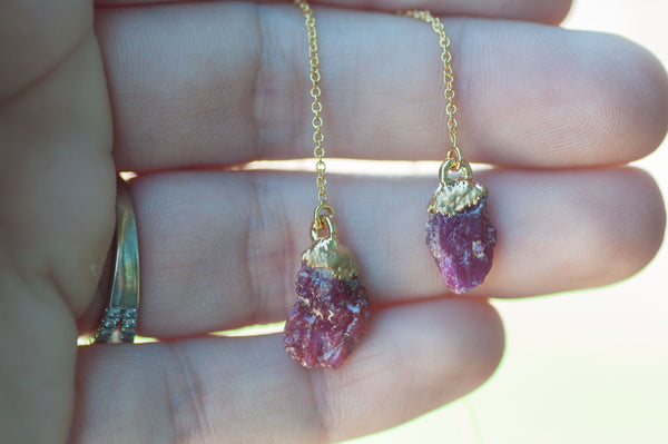 Raw Ruby Threader Earring || July
