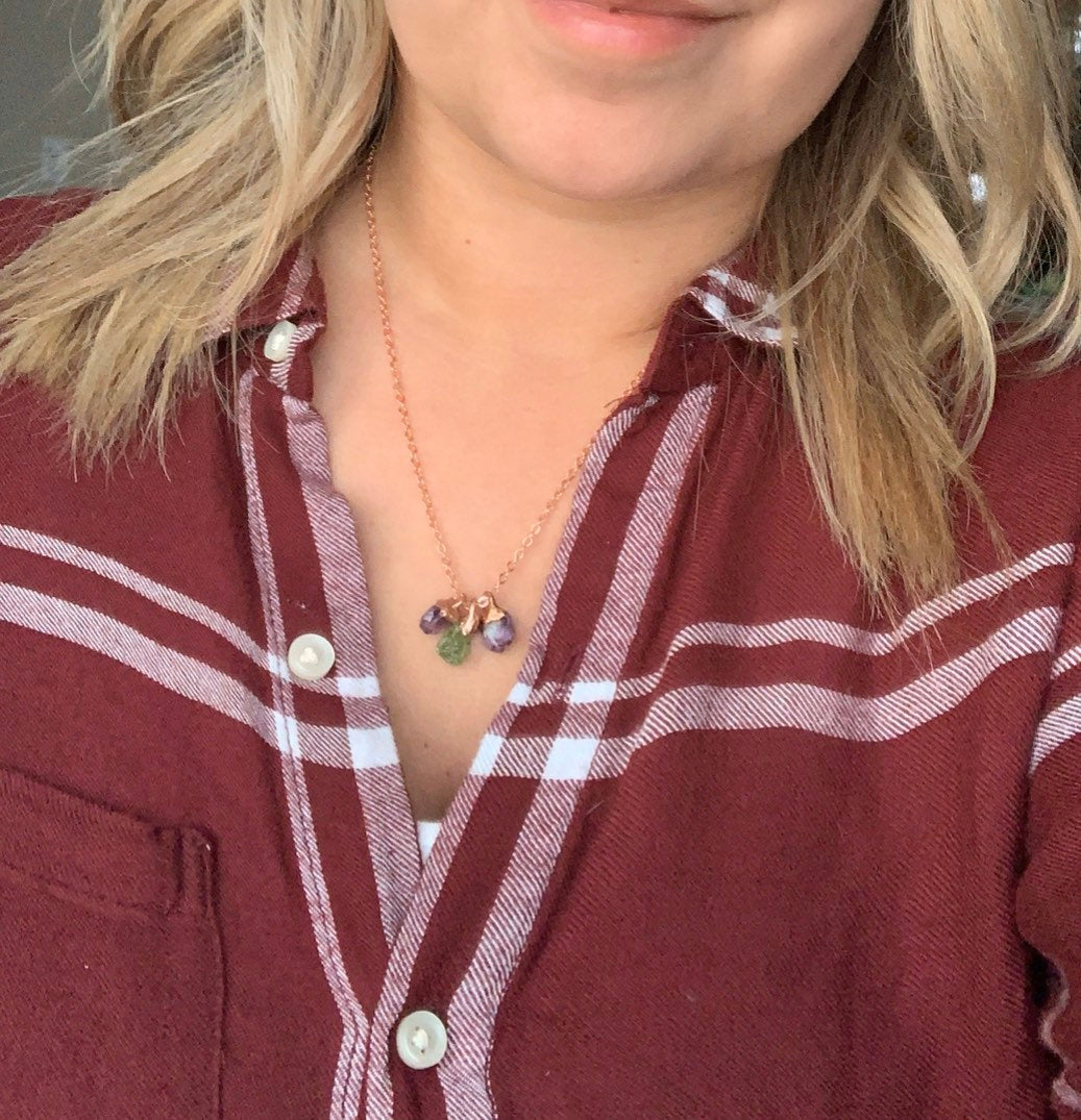 Personalized Birthstone Charm Necklace || Mother's Necklace